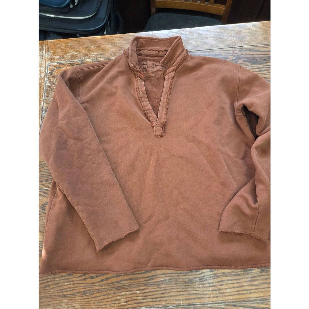 Frank & Eileen Triple Fleece Patrick Popover Henley in  Brown Size Large - Picture 2 of 5